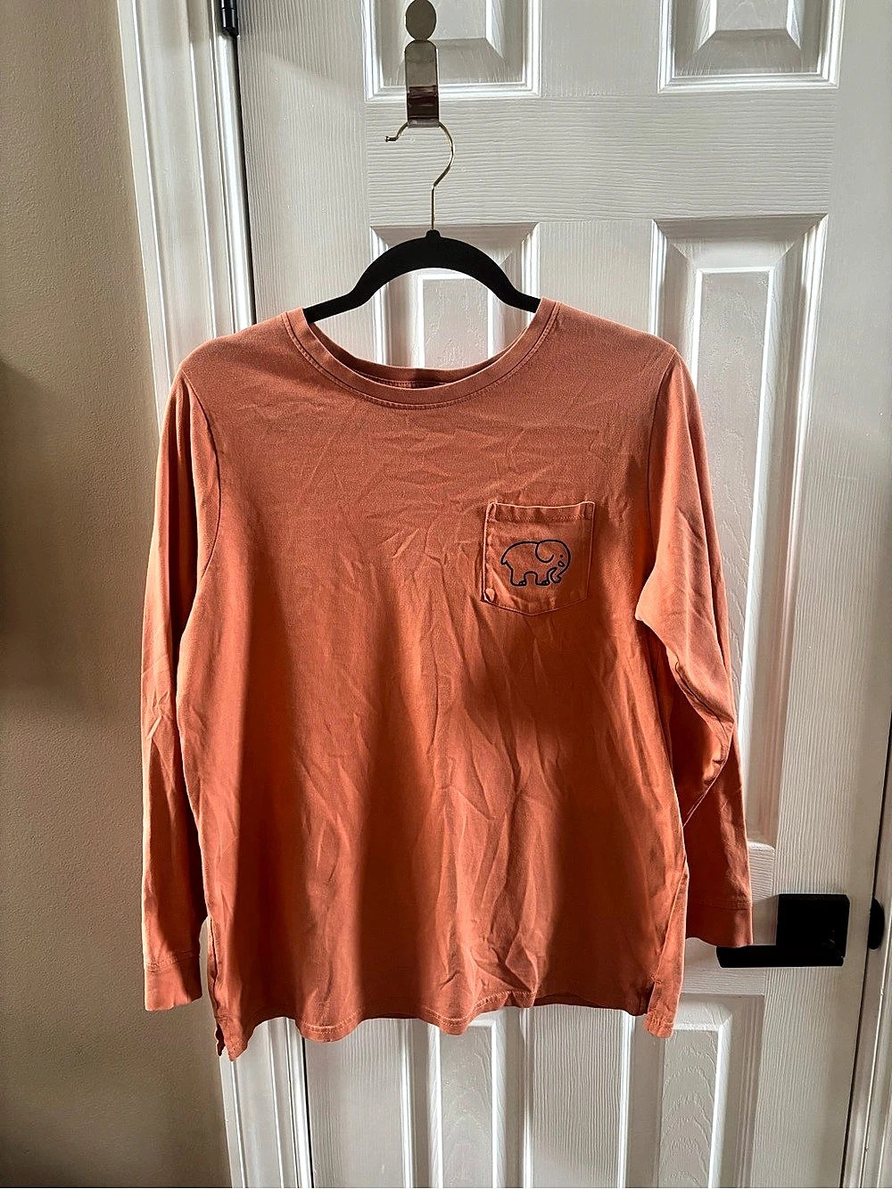 Ivory Ella Long Sleeve Pocket Tee with Tiger Elephant Graphic Tiger Elephant